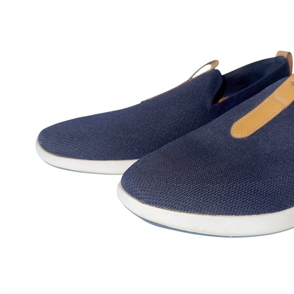 Wolf & Shepard Swift Knit Loafer Navy Sz 13 Slip-On Tan Leather Comfort Preppy main image 4
